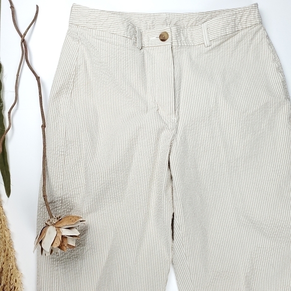 New L. L. Bean Cream White Gingham Stripe Capri 6 - Picture 2 of 9